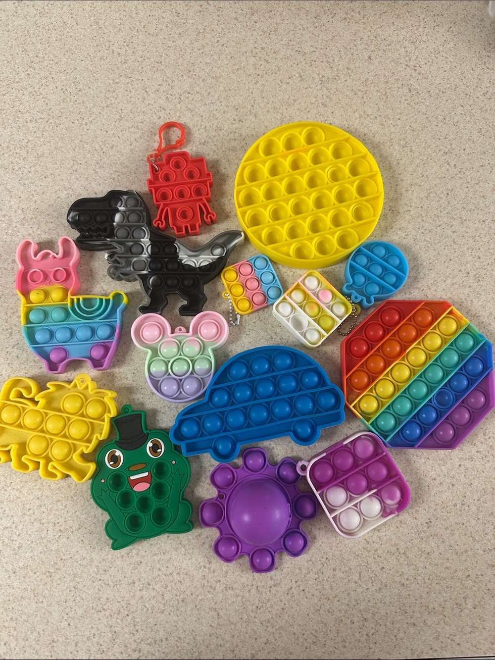Assorted Kids' Silicone Pop Fidget Toys - Rainbow, Red, Purple